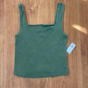 Green Ribbed Tank Top